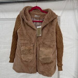 Adol Tan Faux Fur Puffer Jacket